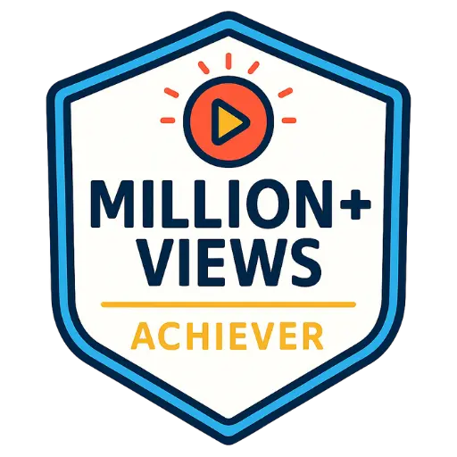 Million views achievement badge for social media marketing success in Connecticut