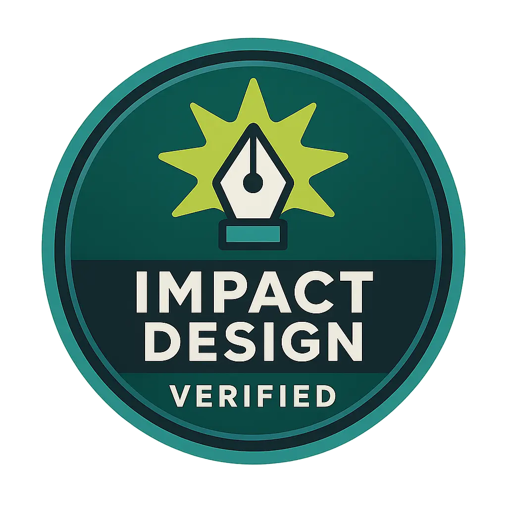Impact Design Verified badge for Connecticut content creation and graphic design authority