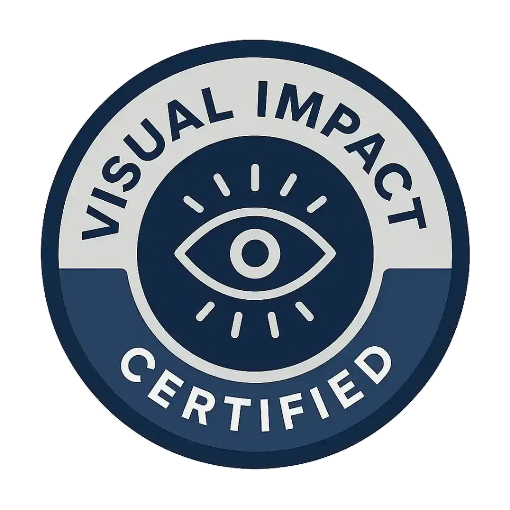 Visual Impact Certified badge for Connecticut content creation and design services